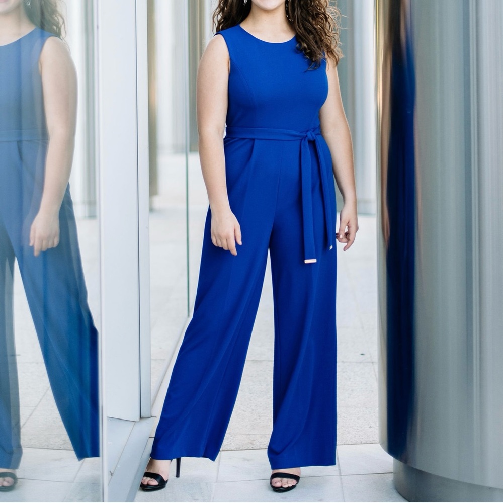 Tommy Hilfiger Elegant Royal Blue Sleeveless Jumpsuit